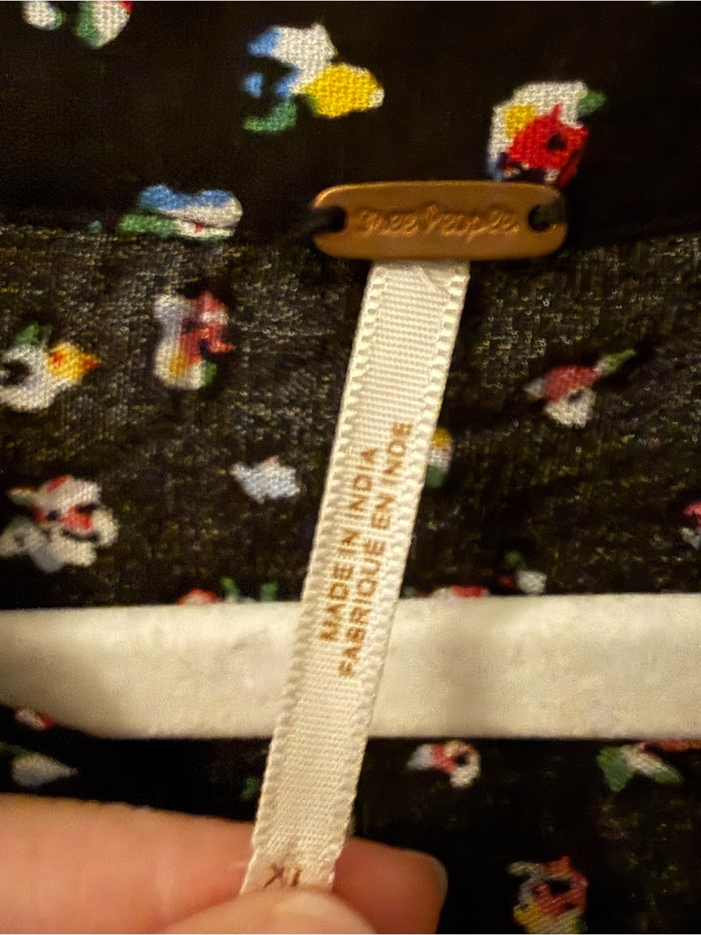 Free People Black Midi Dress with Pink Floral Print - Picture 3 of 7